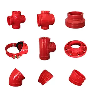 FM UL Fire Fighting Ductile Iron Flange Adaptor Grooved Cross 90 Degree Elbow Grooved Pipe Fittings