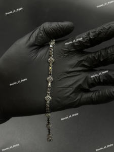 Classic <b>Black</b> Stone Tennis Moissanite Diamond <b>Bracelet</b> Silver Modern Link <b>Bracelet</b> For <b>Women</b> Wedding Party Jewelry - Product Image 4