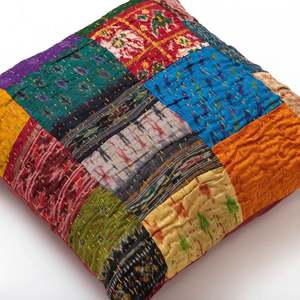 Indian Handmade Decorative <b>Pillow</b> for Couch Hand Stitching Living Room Indian Vintage Bohemian Patchwork Cushion Cover - Product Image 3