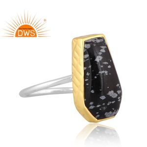 Latest Trending 2026 Fine Sterling Silver Natural Snowflake <b>Obsidian</b> Gemstone Stackable Ring Custom <b>Jewelry</b> Manufacturer - Product Image 2