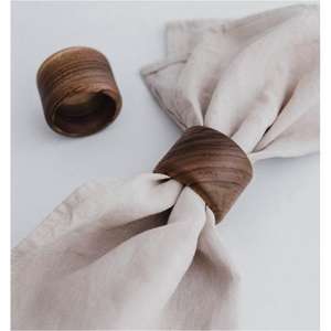 Vente en gros Nouvel arrivage d'accessoires de décoration de table Porte-serviettes plaqué or Rond de serviette en bois et métal de l'Inde - Product Image 2