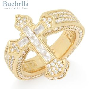 Moda Hip Hop fiesta Original 925 plata esterlina Baguette diamante Cruz anillo Moissanite Iced Out anillo para hombres - Product Image 1