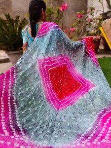 Silk Women Bandhani Dupatta Tie Dye Scarf Multicolor Indian Chunri Stole for Weddings Partie Gift Stylish Casual Wear Wholesale - Product Image 2