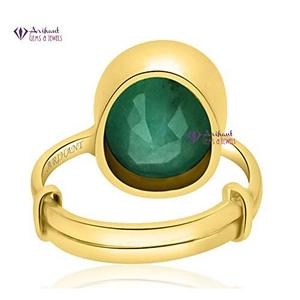 NOVAMART Fine Panchdhatu Emerald <b>Ring</b> with Rough Shape/Pattern Bezal Setting <b>Adjustable</b> <b>Size</b> by Arihant Gems and Jewels Wholesal - Product Image 3
