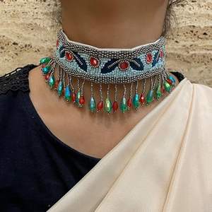 Collar de cuentas bordadas hechas a mano con hilo colorido trabajo estilo bohemio collar de cuentas bordadas con diseño étnico - Product Image 5