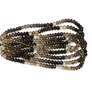 ลูกปัดควอตซ์สโมคกี้ทรงรอนเดลล์ เกรด AAA: พลอยสีน้ำตาลไล่เฉด ขนาด 8-10 มม. - Product Image 3