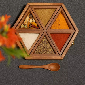 Récipient à épices, boîte à bijoux, porte-épices, décoration de la maison, récipient en bois, récipient à épices en bois - Product Image 1