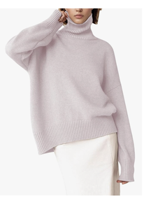 เสื้อสเวตเตอร์คอเต่า แขนยาว ทรงหลวม ถักไหมพรม ปลายเสื้อไม่เท่ากัน ดีไซน์ใหม่จากโรงงานในบังกลาเทศ รับทำโลโก้ตามสั่ง - Product Image 3