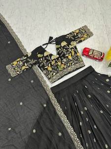 Ethnic Elegance! Celeb Inspired Vichitra Silk Fabric Bridal Lehenga Choli with Heavy Work with Free Shipping Worldwide <b>For</b> <b>Sale</b> - Product Image 3