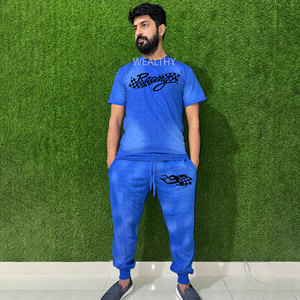 Ensemble T-shirt et pantalon décontracté pour homme grande taille, respirant, séchage rapide, streetwear imprimé, 100% coton, design personnalisé, deux pièces - Product Image 1