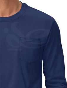 Camiseta de cuello redondo antiarrugas ajustada para hombre, 100% algodón, transpirable, manga larga, logotipo personalizado, ropa de calle en blanco de peso pesado - Product Image 4