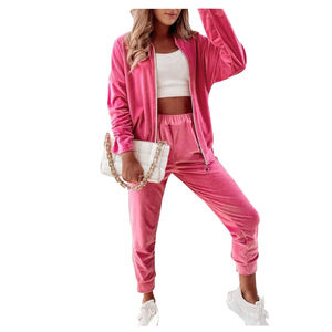 FOB Price Lady Hoodie Two Piece Set High Quality <b>Velvet</b> Tracksuit <b>Women</b> Soft Breathable <b>Jogger</b> Set Casual <b>Women</b> Velour Tracksuit - Product Image 1