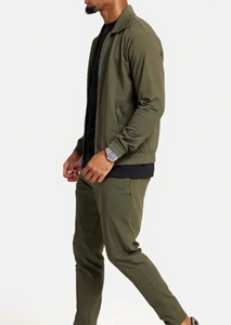 Conjunto de 2 Piezas de Chaqueta y Pantalones Deportivos de Nailon y Elastano Personalizados para Hombre, con Cremallera y de Buena Calidad - Product Image 4