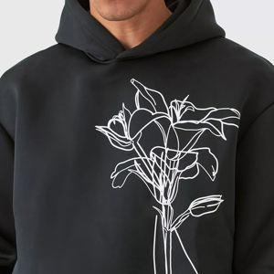 เสื้อมีฮู้ดโอเวอร์ไซส์สำหรับผู้ชายเสื้อมีฮู้ดแบบหนาเปิดไหล่สำหรับฤดูหนาวพิมพ์ลายสกรีนโลโก้แบบกำหนดเอง - Product Image 5