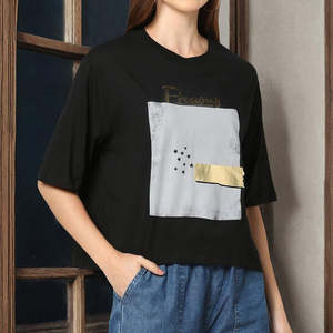 Camiseta de Algodón de Manga Corta para Mujer, Nuevo Diseño, Logotipo Personalizado, Atuendo Moderno, Camisetas para Mujer, Camiseta de Algodón Lisa - Product Image 6