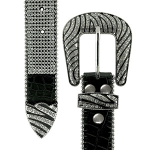 50138 Cinturón de diamantes de imitación Moda Western Bling Crystal Cinturón de cuero genuino 1-1/2(38mm) de ancho - Product Image 1