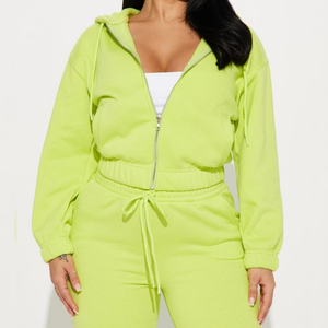 Conjunto Deportivo de Dos Piezas para Mujer, Sudadera con Capucha y Cierre Completo, Pantalones Deportivos, Color Sólido, Marca Privada OEM Trackstar - Product Image 6