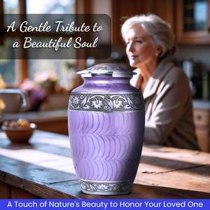 Ensemble de 6 urnes métalliques orange violet en aluminium pour cendres d'adultes Urnes funéraires funéraires pour restes humains - Product Image 4