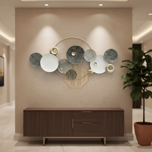 <b>Gold</b> <b>Round</b> Modern Metal Wall <b>Mirror</b> <b>Large</b> Decorative Hanging <b>Mirror</b> for Home Interior - Product Image 3