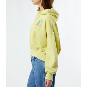 <b>Women</b>’s Yellow Cotton Hooded <b>Sweatshirt</b> Custom Front Print Pocket Casual Short Length Spring Hoodie - Product Image 3