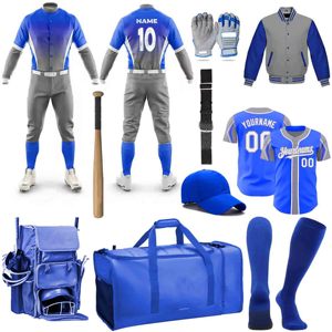 Juego de uniformes de béisbol por sublimación de alta calidad, kits de uniformes de softbol para adultos hechos en poliéster con nombre y número de Jersey personalizados - Product Image 1