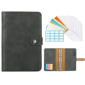 Mini A7 Leather Wallet Binder Planner,Luxury Checkered A7 Binder,Pocket Journal Checkered Budget Binder Money Organizer