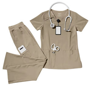 Ensembles de blouses médicales unisexes en denim à manches courtes avec logo personnalisé, en mélange de coton de haute qualité, détection d'aiguilles, pour usage hospitalier - Product Image 2