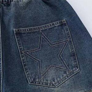 กางเกงขาสั้นผ้ายีนส์สำหรับผู้ชายกางเกงขาสั้นออกกำลังกายผ้าฟลีซผ้าฝ้าย100% ใส่เล่นกีฬาขนาด5นิ้วทำโลโก้ได้ตามต้องการผลิตจากผู้ผลิต OEM - Product Image 3