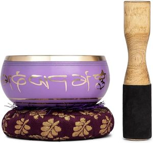 Cuencos para cantar de meditación Diseño pintado con cuenco antiguo de metal de latón Cuenco para cantar tibetano de diseño y forma múltiple - Product Image 1