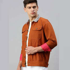 เสื้อแจ็คเก็ตผ้าแคนวาสสไตล์สตรีทแวร์สำหรับผู้ชาย ขายส่ง สำหรับฤดูใบไม้ร่วง ระบายอากาศได้ดี ผ้าฝ้ายพรีเมียมสีซีด ติดกระดุม ทรงเข้ารูป รับสกรีนโลโก้ - Product Image 2