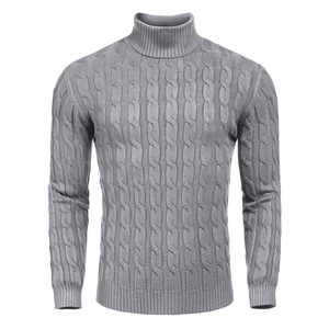 Hiver Automne Pull-over à col rabattu pour hommes de grande taille avec broderie et fermeture à glissière en tricot côtelé respirant - Product Image 1