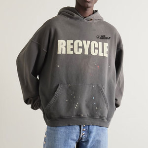 Custom Design High Quality 100% Cotton Winter <b>Pullover</b> <b>Men</b> Distressed Hoodies Solid Casual Plus Size - Product Image 2