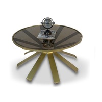 Table basse ronde en aluminium doré avec plateau en verre, design moderne, mobilier de salon de luxe, logo personnalisé, best-seller