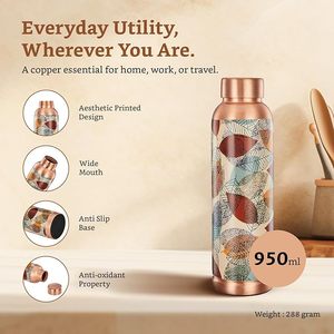 Botella de Agua de Cobre Puro de Gran Capacidad con Estampado de Mandala Colorido, Ecológica, con Tapa y Recubrimiento de Laminación Protectora Premium para Yoga - Product Image 4