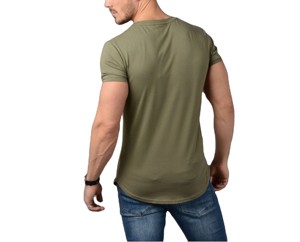 Customized 2024 New Cotton <b>Mens</b> Slim Fit Long Line <b>T</b> <b>Shirt</b> Longer Drop <b>Curved</b> <b>Hem</b> Muscle Slim Fitted Gym <b>T</b> <b>Shirt</b> - Product Image 3