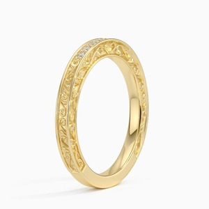 Vintage Classic Woman Lab Grown VVS Diamond Floral Gold 14K Rose White Yellow Gold Stackable Luxury Wedding Band Custom Made for - Product Image 6
