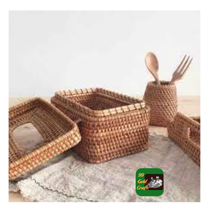 ถาดหวายไม้ไผ่ทำด้วยมือเป็นมิตรต่อสิ่งแวดล้อมดีไซน์ทรงกลมสำหรับตกแต่งบ้านและใช้ตั้งโต๊ะอเนกประสงค์ - Product Image 3