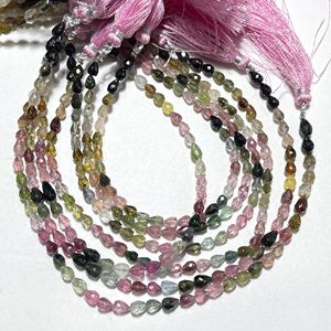 Pierre précieuse naturelle multicolore Tourmaline facettes forme de goutte Briolette perles larme 8 pouces Long brin ASP GEMS bijoux LT-154 - Product Image 5