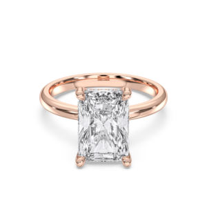 Anillo de compromiso de diamante cultivado en laboratorio de 2,17 quilates radiante y redondo de quilates, conjunto de puntas de oro sólido para mujer - Product Image 1