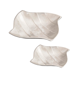 Herramientas para servir alimentos y ensaladas, bandeja para servir alimentos de material metálico, bandeja decorativa fundida de aluminio Chapado en plata - Product Image 2