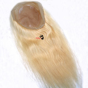 Peluca de cabello humano para mujer, tupé de mano, 100% humano, Rubio ruso, virgen, barato - Product Image 2