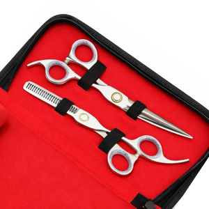 Professional <b>Barber</b> Kit Hair Cutting Scissors <b>Set</b> Thinning Shears Straight Razor Comb Salon Kit With Case - Product Image 2