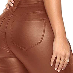 Pantalons de streetwear pour femmes en cuir PU respirant, taille élastique, hiver, logo personnalisé, design pour adultes, tailles - Product Image 6