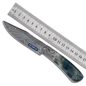 Handmade Customizable Hunting <b>Knife</b> High-Grade Damascus Steel Blade Dyed Camel <b>Bone</b> <b>Handle</b> Cow Leather Sheath Laser Engraved OEM - Product Image 3