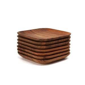 Assiette carrée en bois pour décoration de table, dernière taille personnalisée, utilisation à la main, nettoyage facile, assiette en bois d'acacia au meilleur prix - Product Image 1