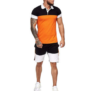 T-shirt à manches courtes et Short pour homme, ensemble avec Patchwork de Logo personnalisé, tenue de Jogging décontractée, été, 2 pièces, 2020 - Product Image 1