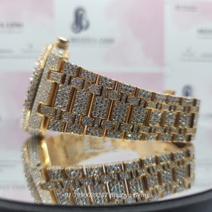 Moissanite diamant entièrement glacé mouvement automatique Hip Hop deux tons de luxe fait à la main montre pour hommes - Product Image 2