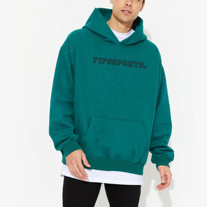 Alta calidad 360gsm 100% algodón personalizado bordado liso teñido de gran tamaño hombres Streetwear Sudadera con capucha con bolsillo para otoño - Product Image 2