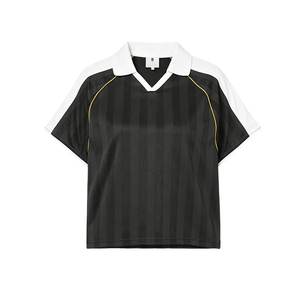 Maillot de football rétro personnalisé pour femme, imprimé drapeau, manches courtes, maille respirante, pour crop top, en polyester, pour supporter, tenue de club - Product Image 1