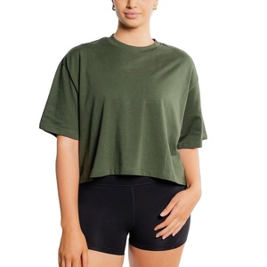 Top Corto para Mujer, para Danza y Yoga, 100% Algodón, Corte Cuadrado Sexy, Estilo Holgado, Mangas Cortas, Camisetas Cortas para Mujer - Product Image 1